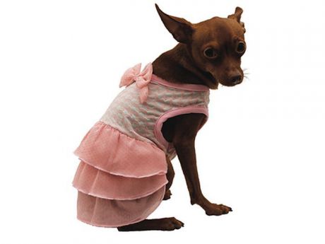 Сарафан для собак Каскад "С бантом", для девочки, цвет: розовый. Размер S