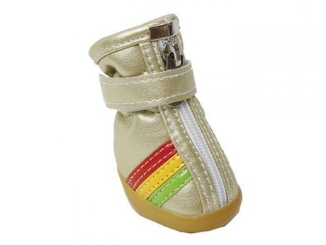 Ботинки для собак Каскад "Цветные полосы", унисекс, цвет: золотой. Размер L