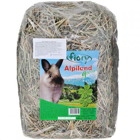 Альпийское сено для грызунов Fiory "Alpiland Green", с люцерной, 500 г