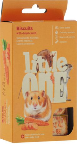 Лакомство для хомяков, крыс, мышей и песчанок Little One "Biscuits", с морковью, 5 х 7 г