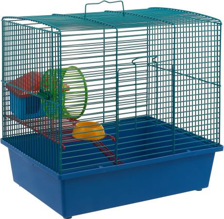 Клетка для грызунов Велес "Lusy Hamster-2к", 2-этажная, цвет: синий, 35 х 26 х 26 см