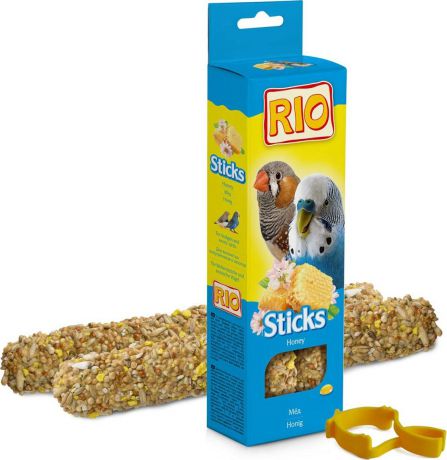 Лакомство для волнистых попугайчиков и экзотов RIO "Sticks", с медом, 2 х 40 г