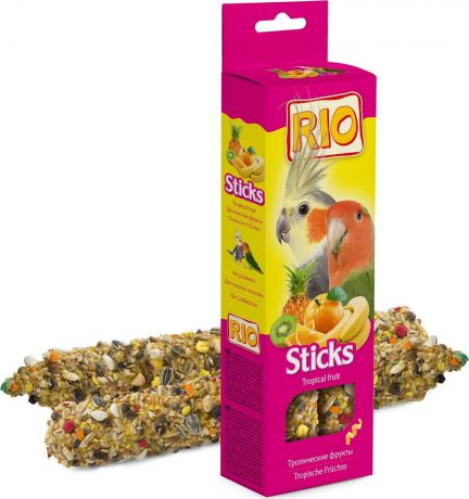 Палочки для средних попугаев "Rio", с тропическими фруктами, 2 х 75 г