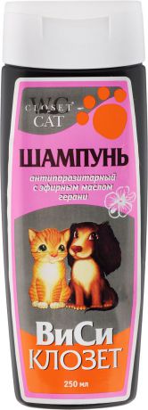 Шампунь для кошек и собак "ВиСи Клозет", антипаразитарный, с эфирным маслом герани, 250 мл