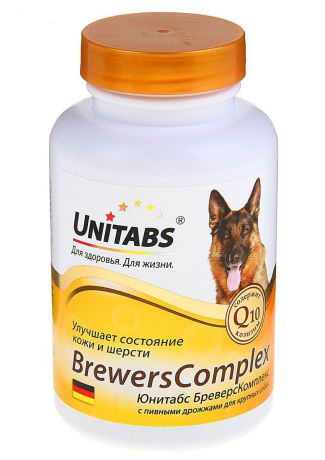 Кормовая добавка для крупных собак Unitabs "Brevers Complex", для кожи и шерсти, с пивными дрожжами, 100 шт