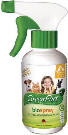 Био-спрей "GreenFort Neo" для кошек, кроликов и собак, от клещей, блох, вшей, власоедов, комаров, слепней, 200 мл