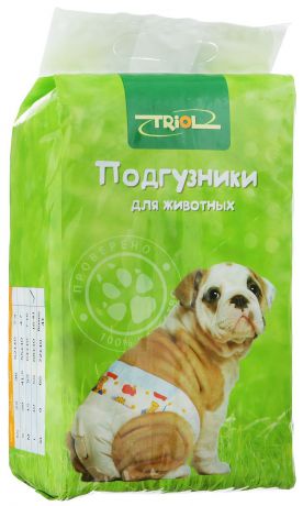 Подгузники для домашних животных "Triol", 15-22 кг, 10 шт. Размер L