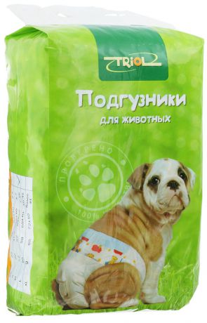 Подгузники для домашних животных "Triol", 7-16 кг, 12 шт. Размер M