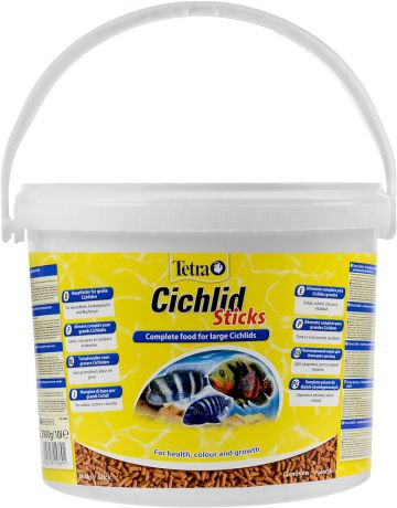 Корм сухой Tetra "Cichlid. Sticks" для больших цихлид, палочки, 10 л (2,9 кг)