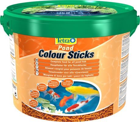 Корм сухой TetraPond "Colour Sticks" для всех видов прудовых рыб, в виде палочек, 10 л