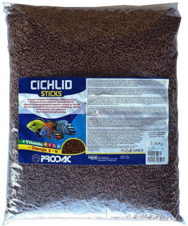 Корм сухой Prodac Cichlid Sticks, для аквариумных пресноводных рыб, в виде палочек, 5 кг
