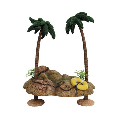 Декорация для аквариума ArtUniq "Островок с пальмами для черепах", на присосках, 20,5 x 15,5 x 25,5 см