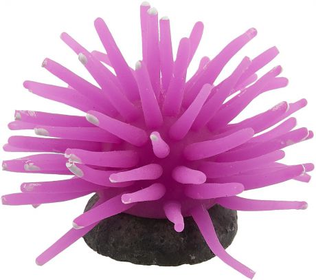 Коралл для аквариума Уют "Разноцветные щупальца", силиконовый, цвет: фиолетовый 5 х 5 х 4 см