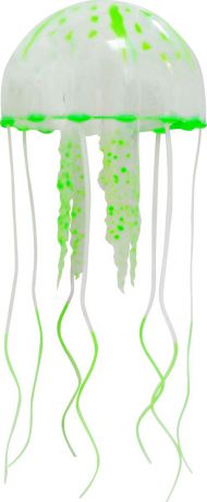 Декорация для аквариума Jelly-Fish "Медуза", силиконовая, с неоновым эффектом, цвет: зеленый, диаметр 7,5 см