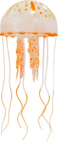 Декорация для аквариума Jelly-Fish "Медуза", силиконовая, с неоновым эффектом, цвет: оранжевый, диаметр 10 cм. 2423