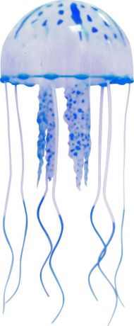 Декорация для аквариума Jelly-Fish "Медуза", силиконовая, с неоновым эффектом, цвет: голубой, диаметр 10 cм
