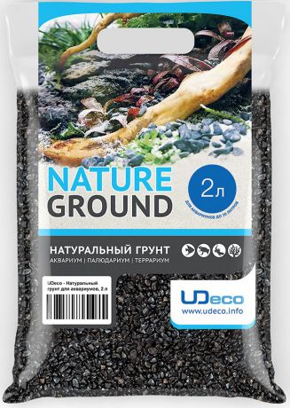 Грунт для аквариума UDeco "Черный гравий", натуральный, 4-6 мм, 2 л