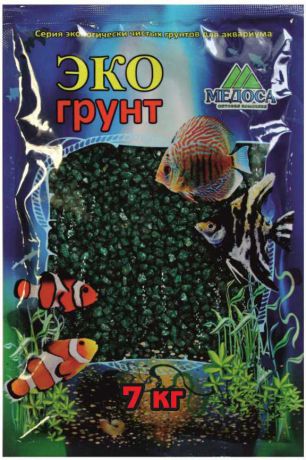 Грунт для аквариума "ЭКОгрунт", мраморная крошка, блестящая, цвет: изумрудная, 2-5 мм, 7 кг