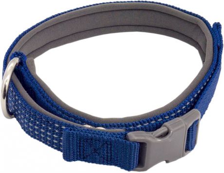 Ошейник для собак Каскад, цвет: синий, ширина 4 см, обхват шеи 58-75 см