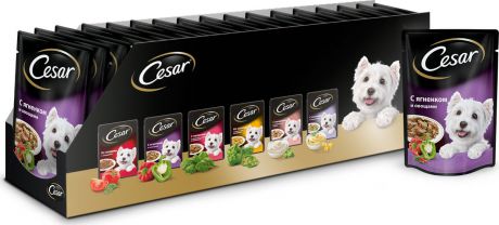 Консервы "Cesar" для взрослых собак, с ягненком и овощами, 100 г, 24 шт