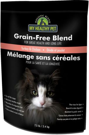 Корм сухой Holistic Blend "Grain-Free" для кошек, индейка и цыпленок, беззерновой, 3,4 кг