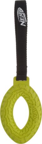 Игрушка для собак Nerf "Шина", с веревкой, цвет: салатовый, черный, 27,5 см