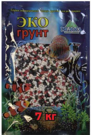 Грунт для аквариума ЭКОгрунт, 7-1051, красный, черный, белый, 7 кг