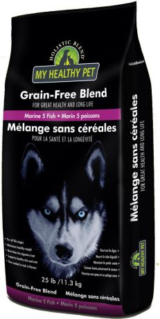 Корм сухой Holistic Blend "Grain-Free" для собак, 5 рыб и морепродукты, беззерновой, 11,3 кг