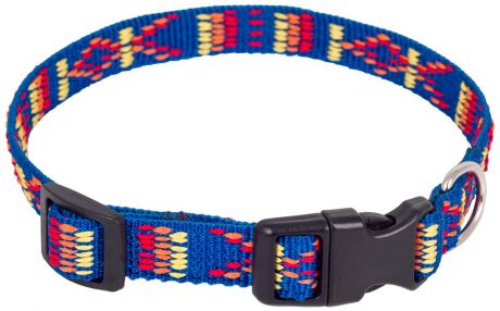 Ошейник для собак Каскад Орнамент, с пряжкой-защелкой, цвет: синий, ширина 10 мм, обхват шеи 20-30 см