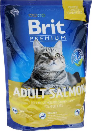 Корм сухой "Brit Premium" для взрослых кошек, с лососем, 1,5 кг
