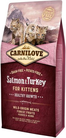 Корм сухой Carnilove "Здоровый рост", для котят, беззерновой, с лососем и индейкой, 6 кг