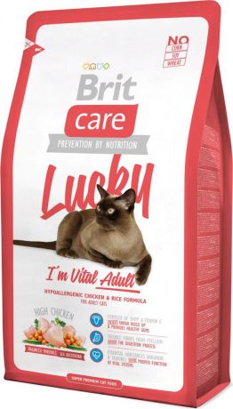 Корм сухой Brit "Care Cat Lucky Vital Adult", для взрослых кошек, 7 кг. 132603