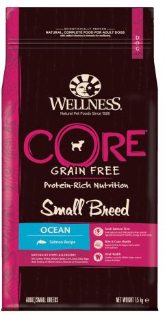 Корм сухой Wellness CORE "Small Breed Ocean", для собак мелких пород, беззерновой, лосось, 1,5 кг
