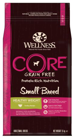 Корм сухой Wellness CORE "Small Breed Healthy Weight", для собак мелких пород, беззерновой, индейка, 1,5 кг