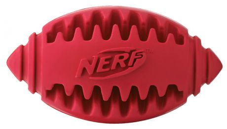 Игрушка для собак Nerf "Мяч для регби", рифленый, цвет: красный, 8 см