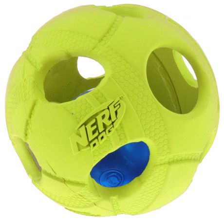 Игрушка для собак Nerf "Мяч", светящийся, цвет: салатовый, 9 см
