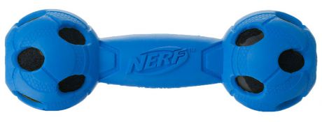 Игрушка для собак Nerf "Гантель", с отверстиями, цвет: синий, 17,5 см