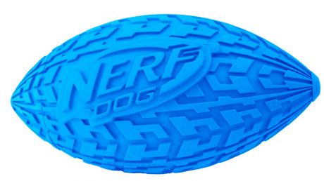 Мяч для собак Nerf "Регби", с пищалкой, цвет: голубой, 15 см
