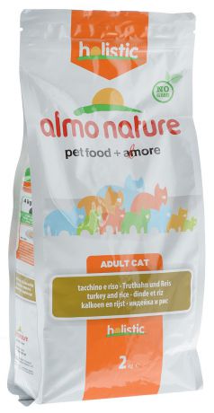 Корм сухой "Almo Nature" для взрослых кошек, с индейкой и рисом, 2 кг