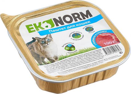 Корм консервированный для кошек Ekonorm "Паштет", с ягненком и сердцем, 100 г