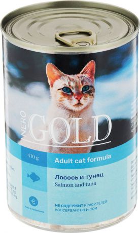 Консервы для кошек "Nero Gold", с лососем и тунцом, 410 г