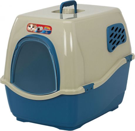 Био-туалет для кошек Marchioro "Bill 1F", цвет: синий, бежевый, 50 х 40 х 42 см