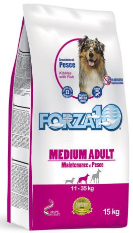 Корм сухой Forza10 "Maintenance" для взрослых собак средних пород, с треской, голубым тунцом и лососем, 15 кг