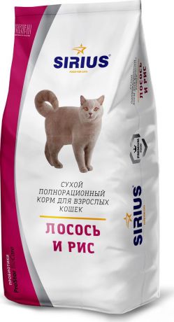 Сухой корм для кошек Sirius, лосось и рис, 10 кг