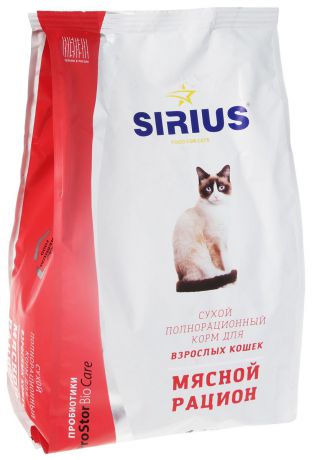 Сухой корм для кошек Sirius, мясной рацион, 1,5 кг