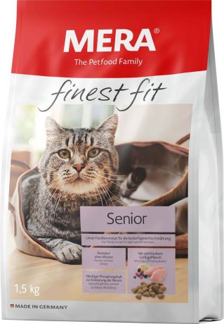 Сухой корм Mera Finest Fit Senior 8+, для пожилых кошек, 1,5 кг
