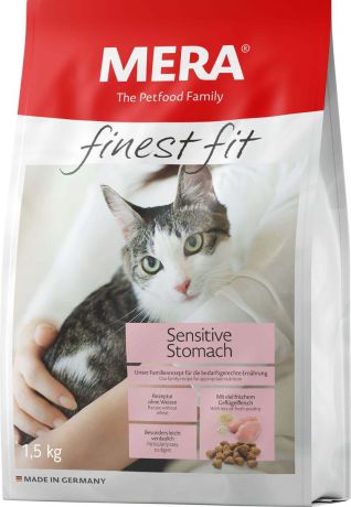 Сухой корм Mera Finest Fit Sensitive Stomach, для кошек с чувствительным пищеварением, 1,5 кг