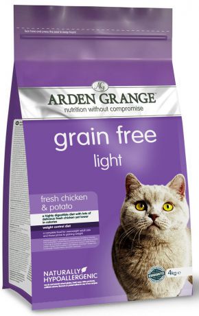 Корм сухой "Arden Grange", беззерновой, для взрослых кошек, диетический, 4 кг