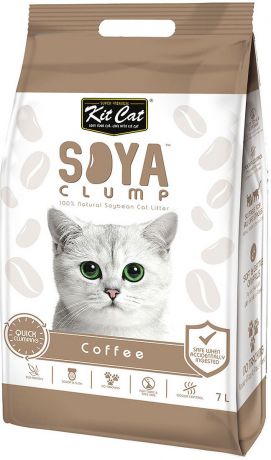 Наполнитель для кошачьих туалетов Kit Cat Soya Clump, комкующийся, с ароматом кофе, 7 л