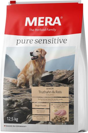 Сухой корм Mera Pure Sensitive Senior, для пожилых собак, индейка и рис, 12,5 кг